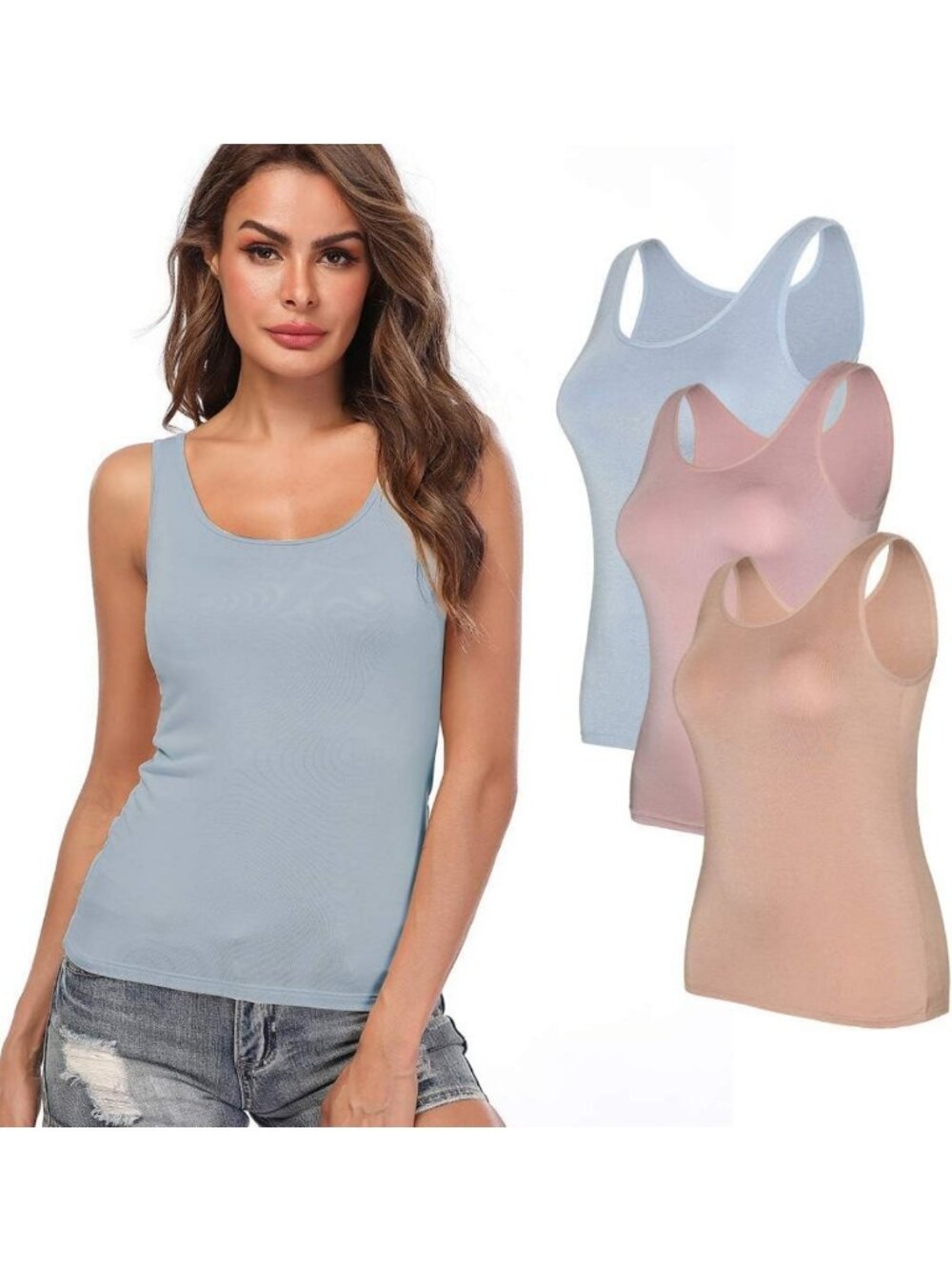Women’s Camisole with Built-in Bra | Padded Layering Yoga Tank Top (S-3XL)